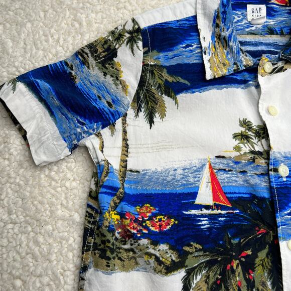 Gap Kids Boys Hawaiian Short Sleeve Woven Top Small - Picture 3 of 7